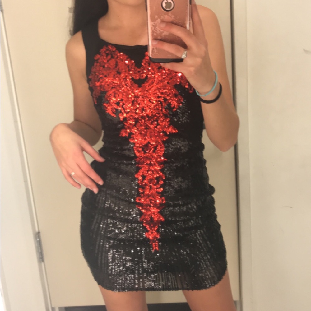 Black/Red Sequin Dress